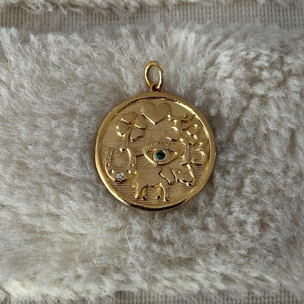Lucky charm 14k - emerald evil eye 🧿 - Picture 2 of 4